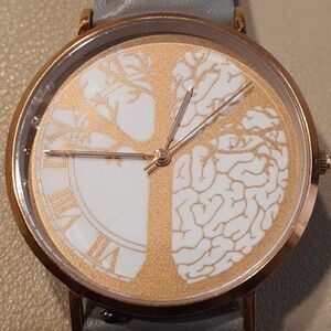 🇺🇸$5 Bundled NWT TIME PEACE Women's Rose Gold Tree & Brain Dial Watch
